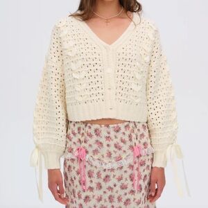 NWT For Love and Lemons Laurel Cardigan in cream size XXS